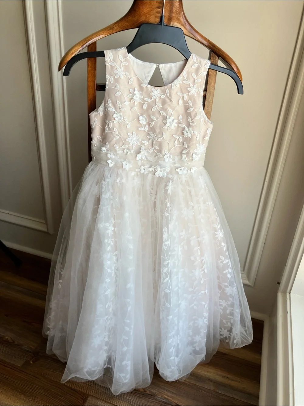 Princess Daliana Girls Ivory Floral Tulle Party Dress